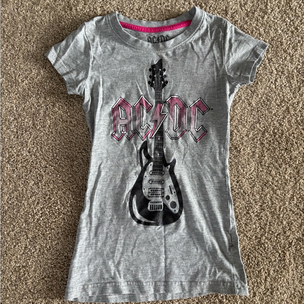 AC/DC Gray and Pink Short Sleeve Tee